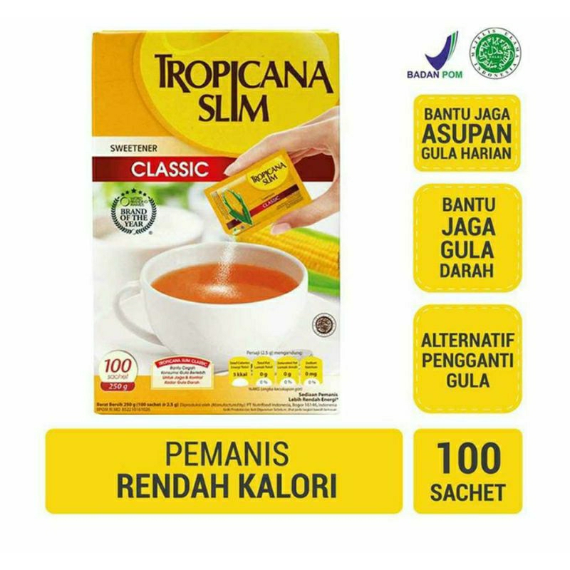 

TropicanaSlim sweetener classic 100 sachet rendah kalori/low calorie