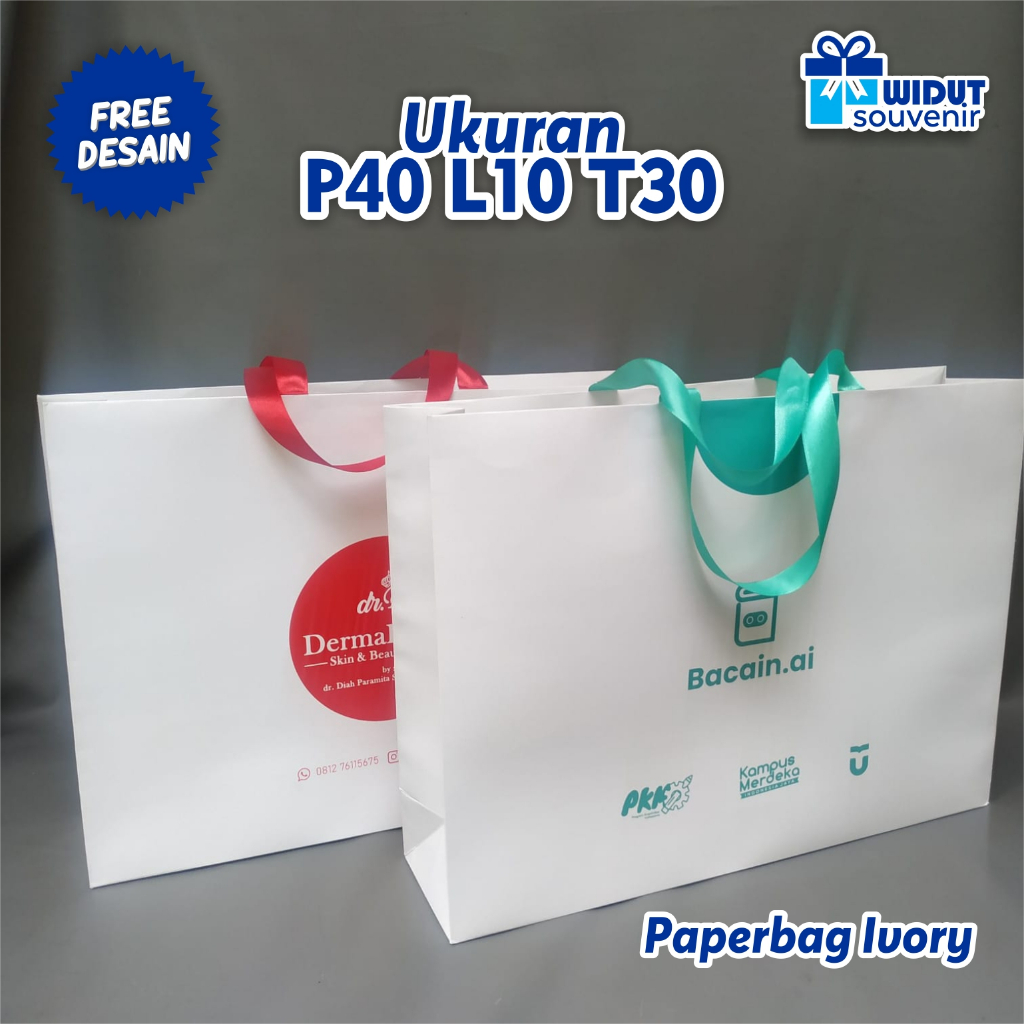 Paperbag Putih Ivory, Paperbag Sablon, Paper Bag Custom Murah,Paper Bag Putih Free Desain,Tas Kertas