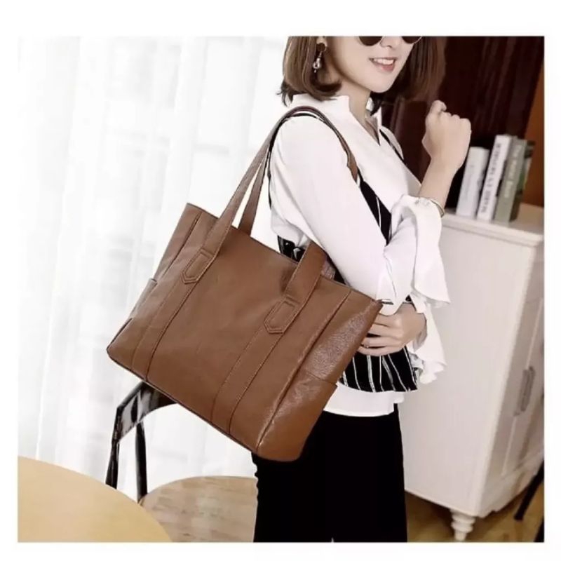 VALUE PACK Tas Wanita Kekinian Tote Bag Wanita Kulit Kapasitas Besar Totebag kulit Tas Totebag