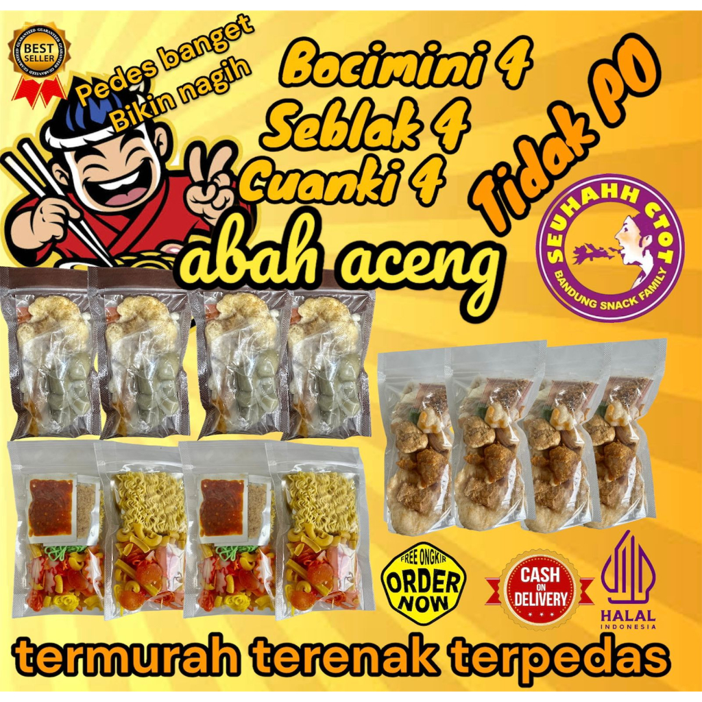 

MIX 4 BASO ACI, 4 SEBLAK, 4 CUANKI INSTAN ABAH ACENG