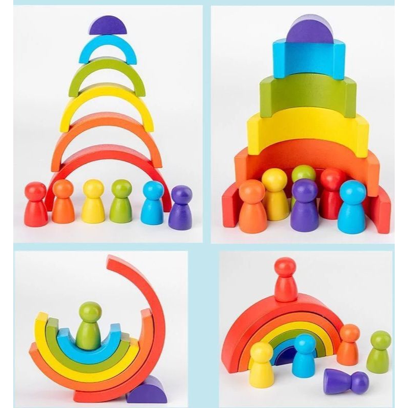 Mainan Edukasi Anak - Rainbow Arched Building Block - Mainan Menyusun