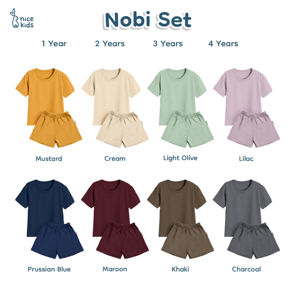 Nice Kids - Nobi Set Setelan Anak Kaos dan Celana Pendek (1-4 Tahun)
