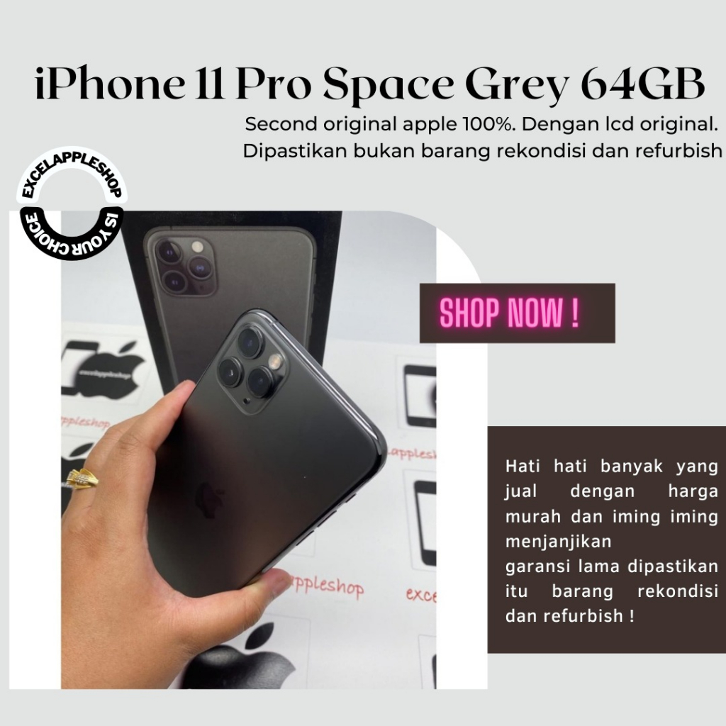 iphone 11 pro 64gb grey  fullset ex inter original dijamin lcd original