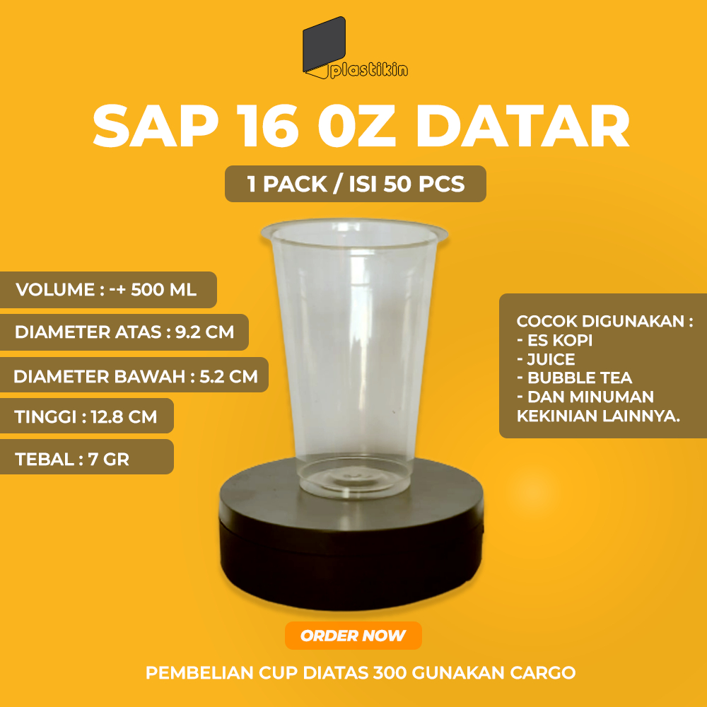 SAP 16 0Z DATAR 7GR / GELAS PLASTIK BENING 16 OZ DATAR / CUP PP 16 OZ