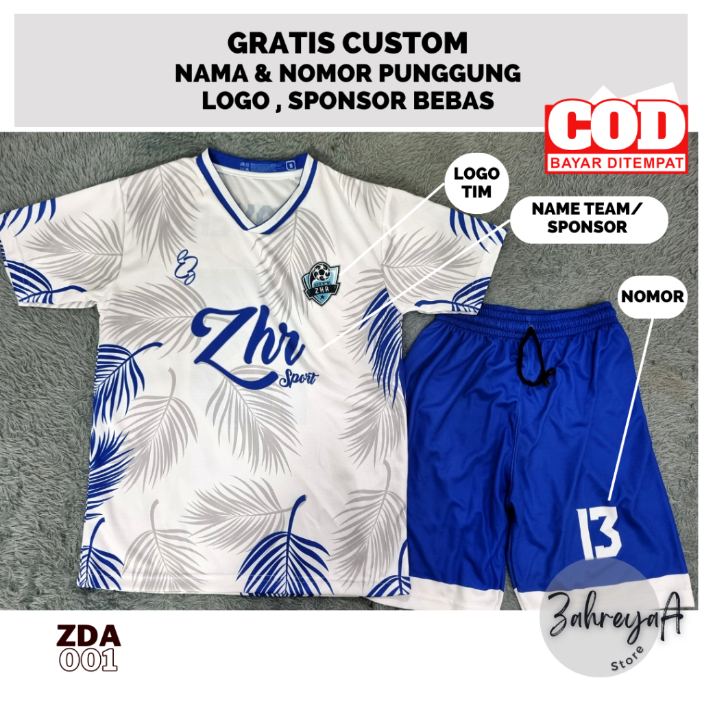 [COD] BAJU BOLA FUTSAL DAUN BIRU BAJU VOLY BASKET GRATIS TAMBAH NAMA NOMOR PUNGGUNG JERSEY PRINTING 