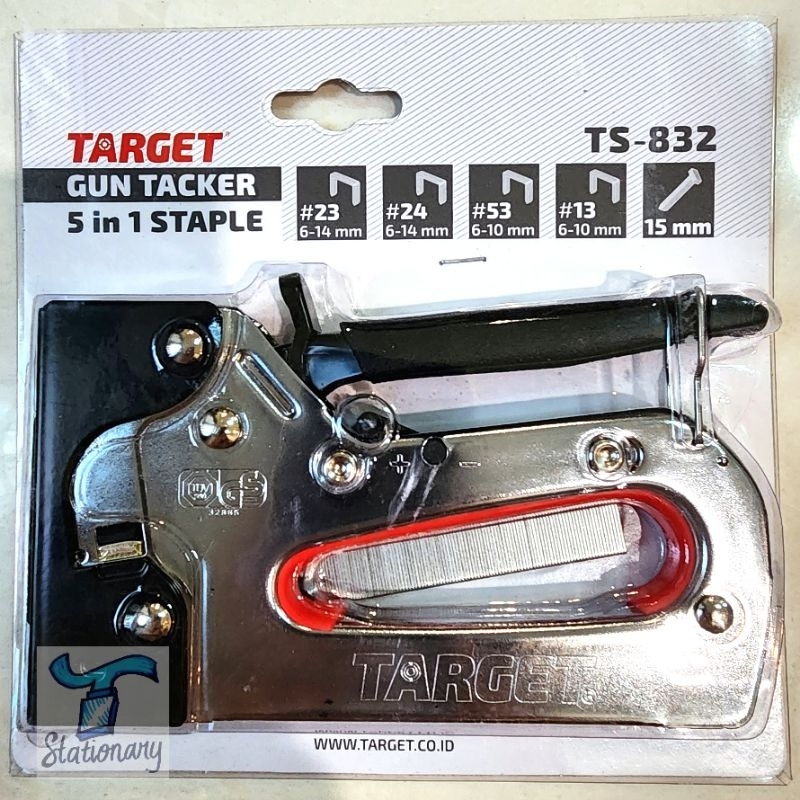 

Stapler Tembak Gun Tacker TARGET TS832 (5 in 1) / Staples Tembak.