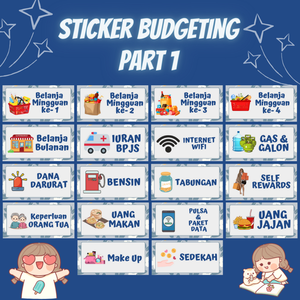 

(BLUE SERIES) STICKER BUDGETING FLOWER STICKER KEUANGAN DISIPLIN STICKER ATUR KEUANGAN