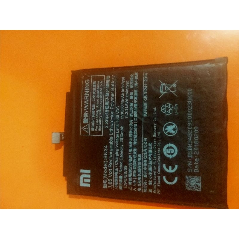 baterai redmi 5a bn34 original bekas minus soket