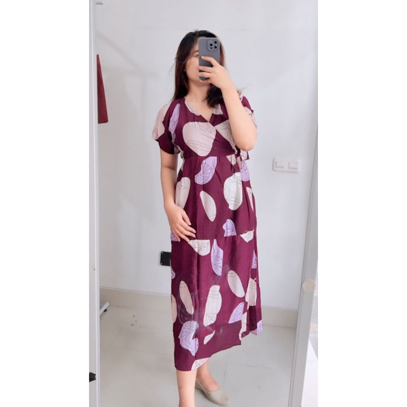 Daster Bali Jumbo LD 120 Panjang kimono ruffle Nadine