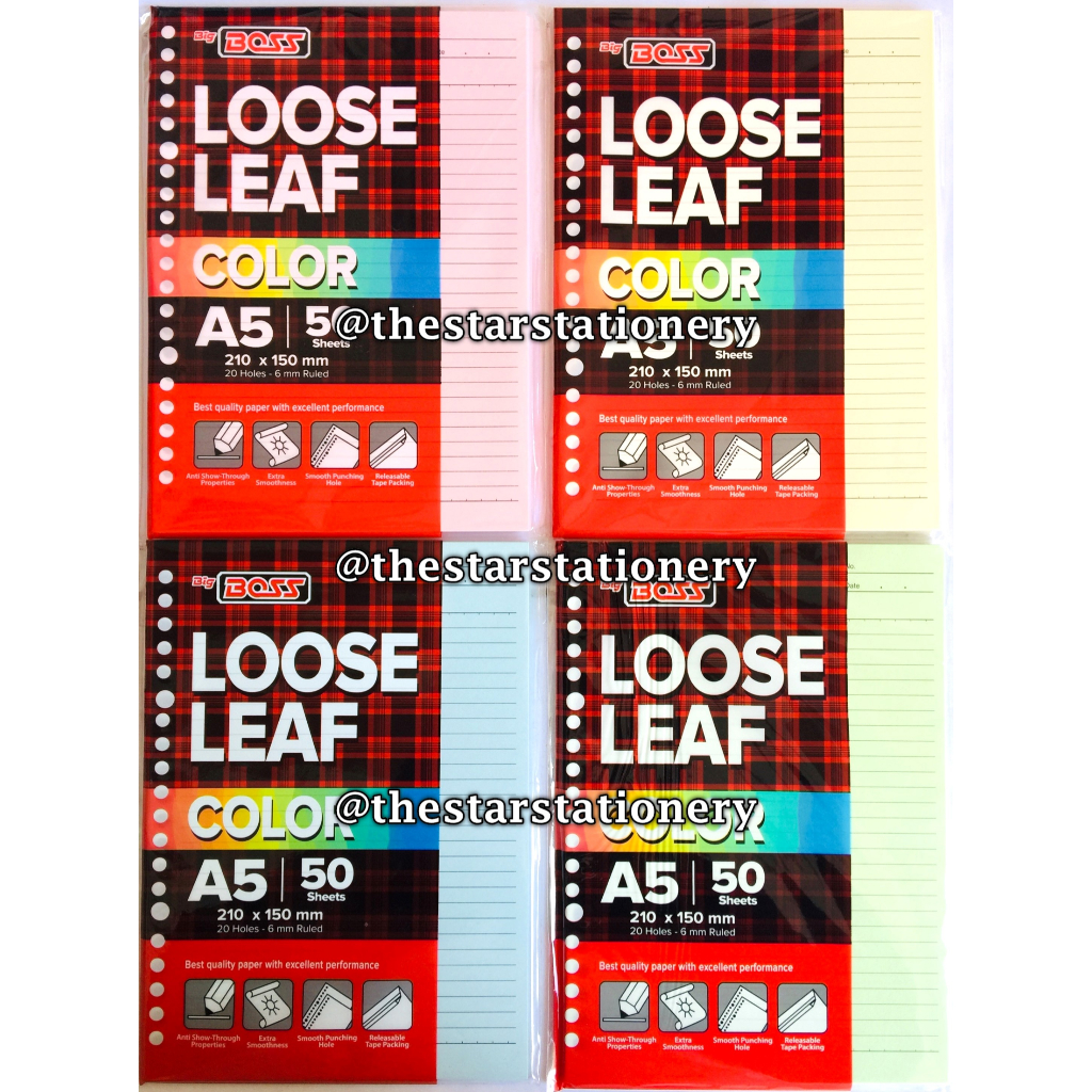 

(1 Pak Isi 50 Lembar) GROSIR Loose Leaf Big Boss A5 50 Lembar Warna Bergaris