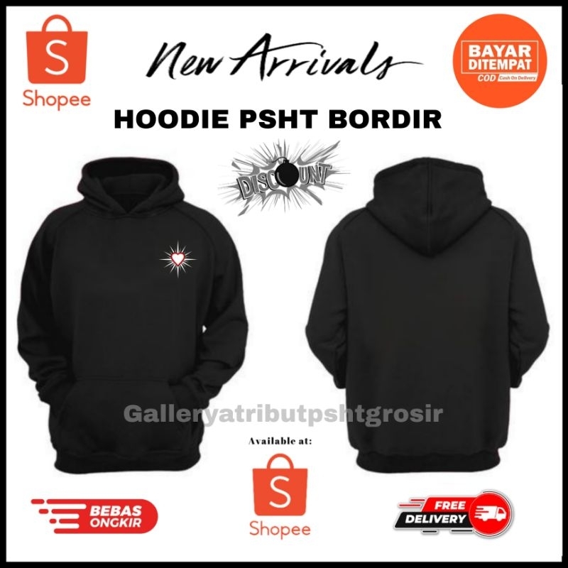 Jaket Bordir PSHT | Hoodie fleece Katun | Jaket Blusuk PSHT Bordir | Jaket Simpel | Sweater Pria