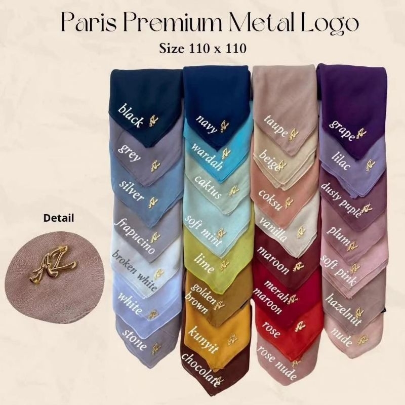 NEW Grosir isi 10 pcs Segiempat Paris premium azara paris original metal logo azara HIJAB SQUARE