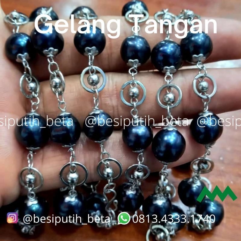 Gelang  Tangan Mutiara Tawar ASLI / gelang besi putih ambon