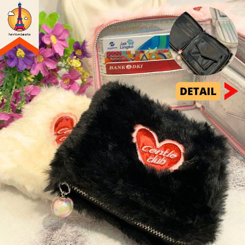 Dompet Bulu Persegi Lonely Club Purse Sleting Mutiara Centle.id Fashion