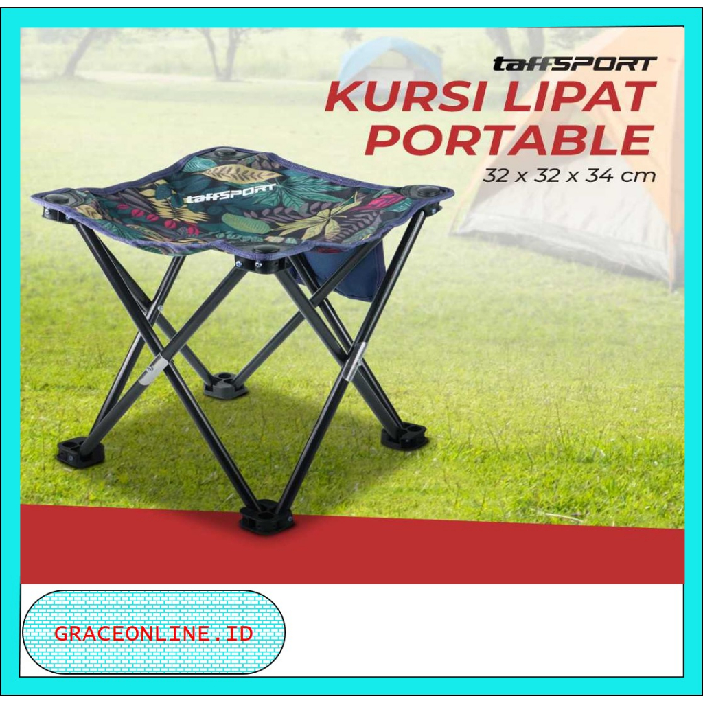 TaffSPORT Kursi Lipat Outdoor Mancing Camping Portable 32 x 32 x 34cm Kursi Lipat Santai Kursi Lipat