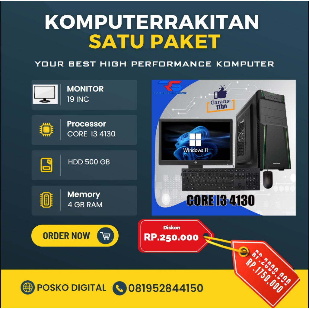 komputer satu set core i3