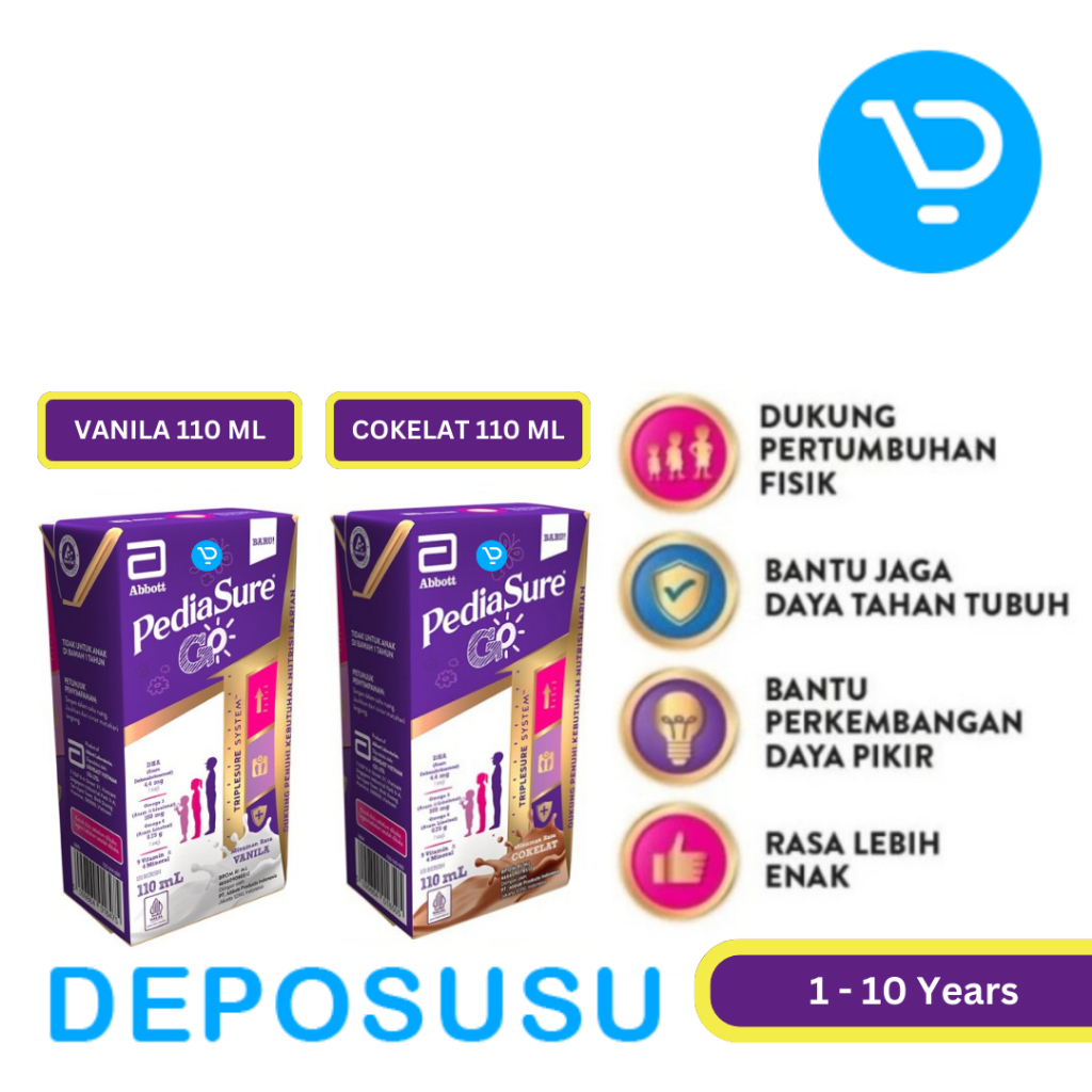 

Pediasure GO Susu Pedia Sure UHT 110 ml rasa Vanila Coklat cokelat