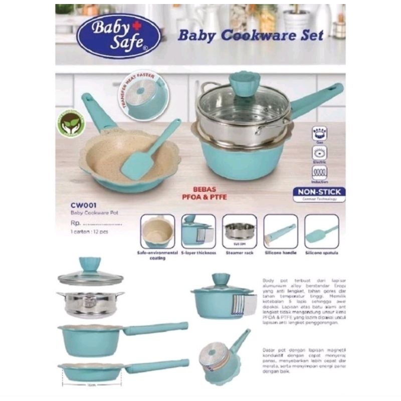 Baby safe Cookware set Panci set peralatan Mpasi Panci Mpasi Anak