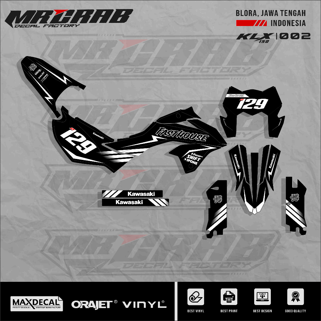 DECAL STICKER KLX 150 SM - DECAL KLX 150 SM PREMIUM FULL BODY CUSTOM 02