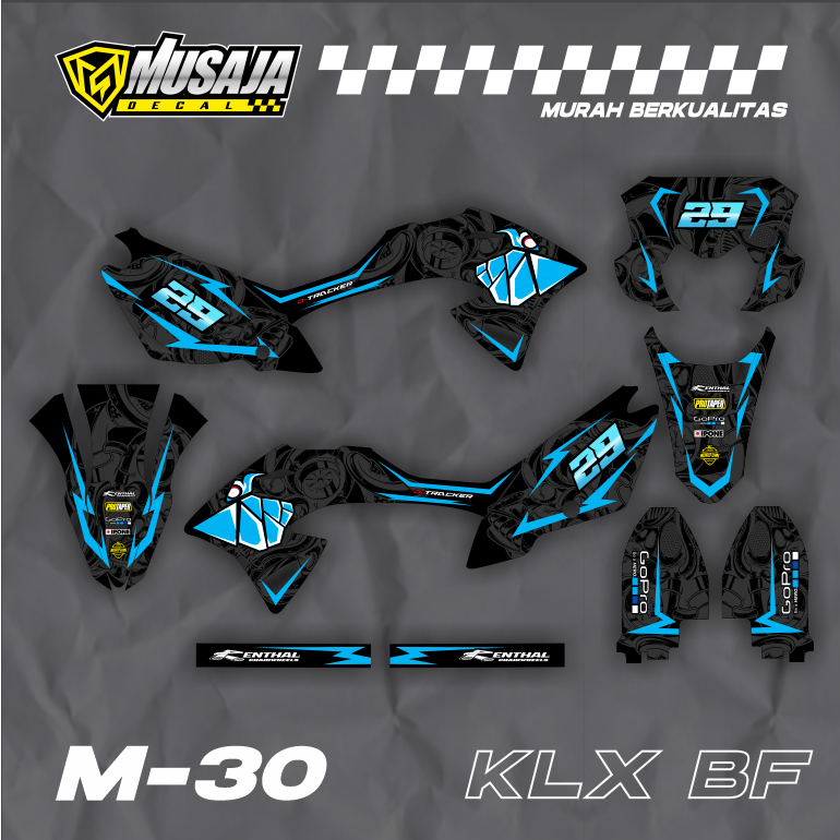 Decal klx bf motif hiu hitam biru full body