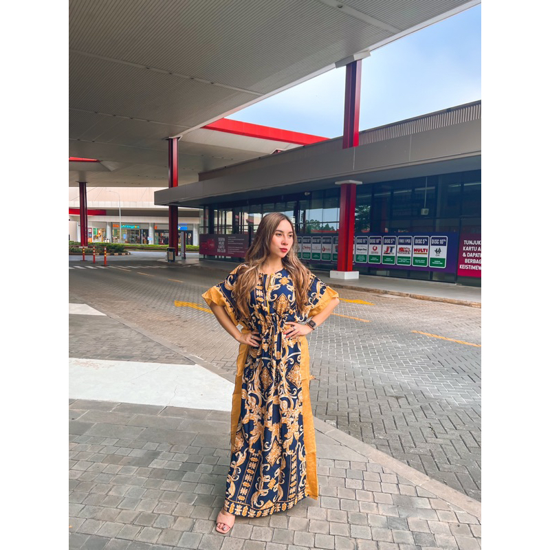 -GIANNA DRESS- Dress Kaftan Jumbo Terbaru Mewah Baju Muslimah Wanita Dewasa Motif Bunga dan Batik