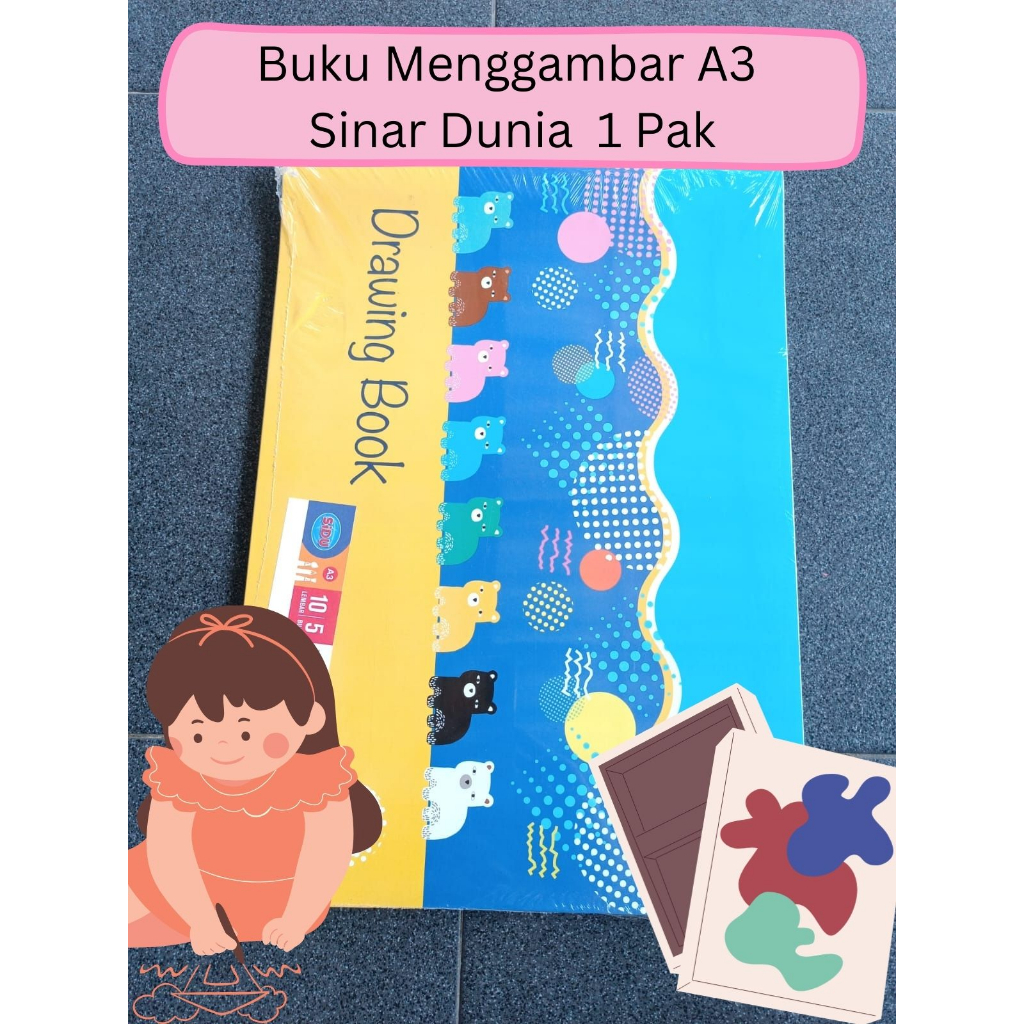 

BUKU GAMBAR JUMBO UKURAN A3 MEREK SIDU 10 LEMBAR 1 PAK ISI 5 BUKU