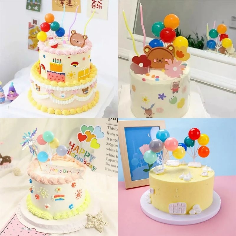 Topper Kue Balon Bola Bola 5 pcs / Cake Topper Ballon 5 Balls / Dekorasi Kue