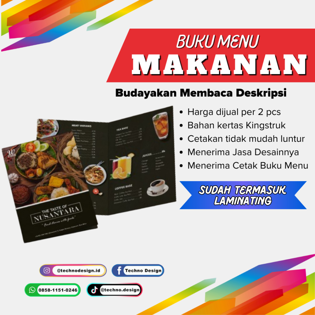 JASA CETAK BUKU MENU MAKANAN,RESTORAN CAFE, KEDAI, DLL