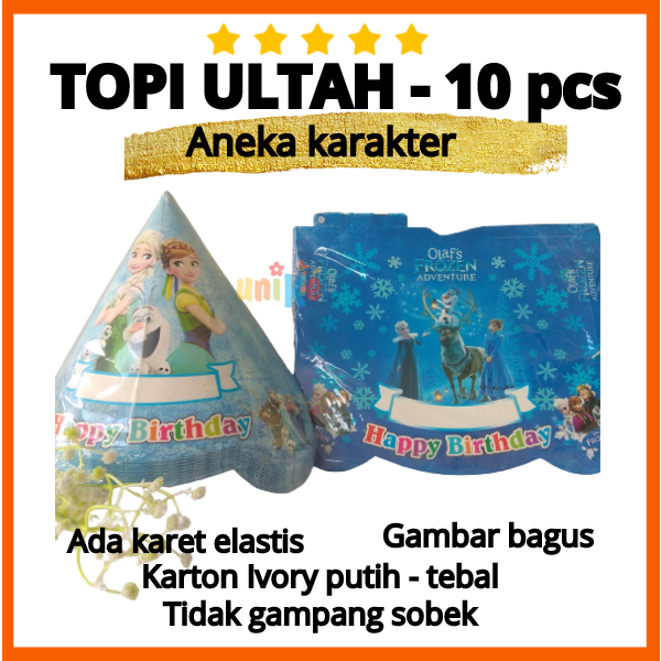 Topi Kerucut Kertas / Topi Ulang Tahun Anak Pernak Pernik Perlengkapan Pesta Ultah GROSIR