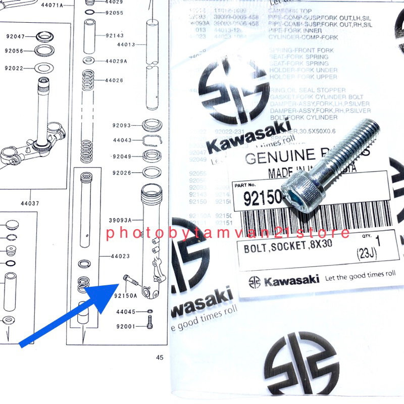 BAUT PENGUNCI BOTTOM PENGUNCI SHOCK DEPAN NINJA RR R SS KGP 92150-1407