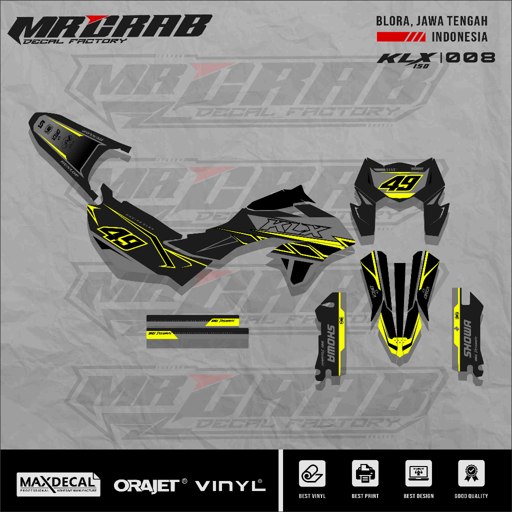 DECAL STICKER KLX 150 SM - DECAL KLX 150 SM PREMIUM FULL BODY CUSTOM 08