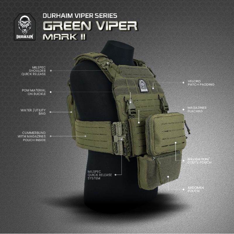 BODY VEST GREEN VIPER TERBARU DURHAIM ORIGINAL