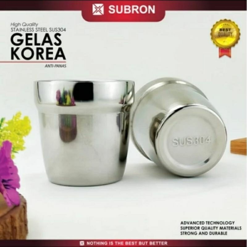 Gelas korea antipanas double wall SUS 304