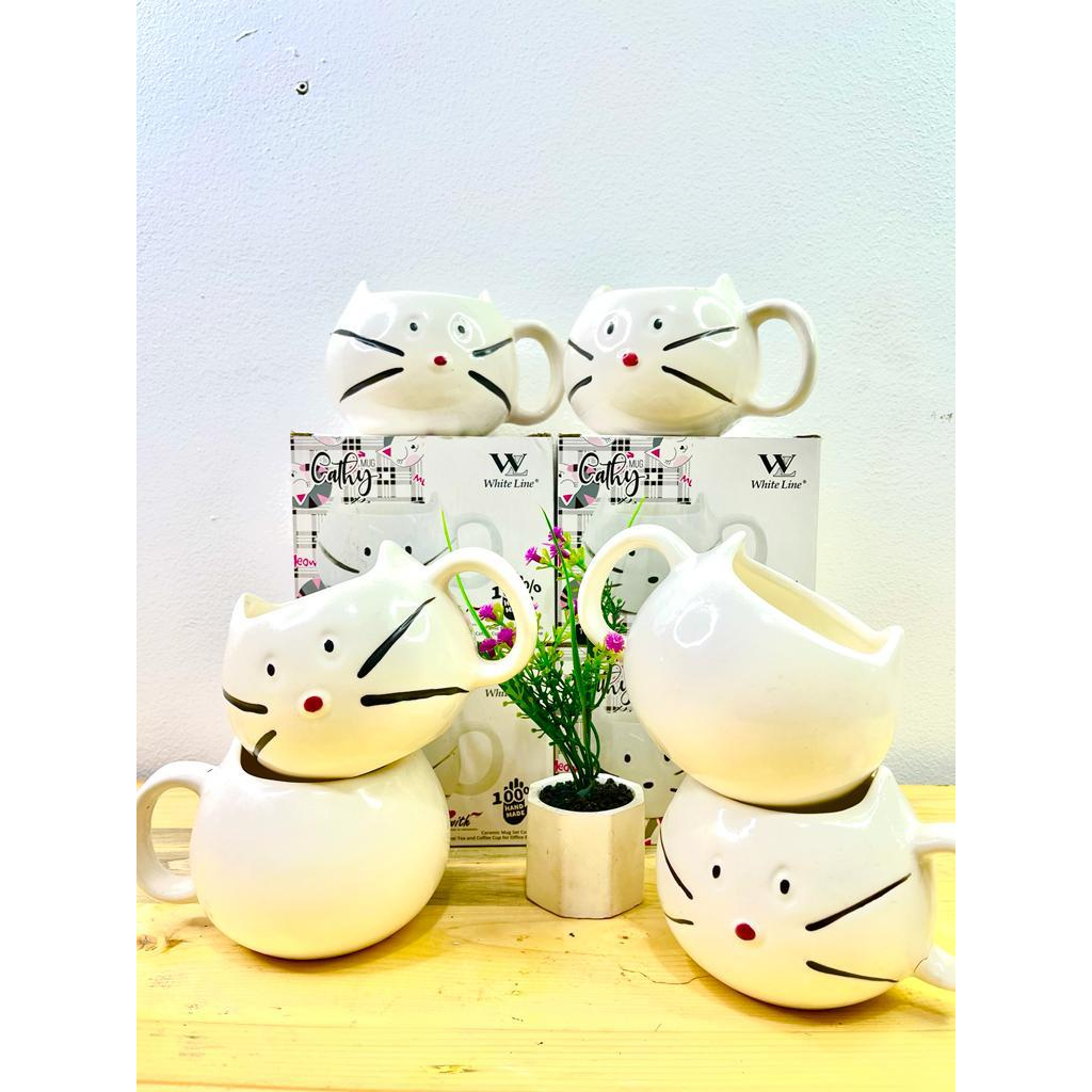 Cangkir Keramik Cat / Set Ceramic Mug 300 ml / Gelas Unik kucing/ MUG KUCING KERAMIK / GELAS KERAMIK
