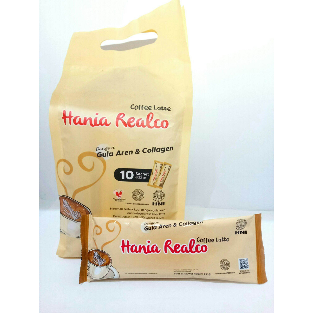 

(% ) HANIA REALCO LATTE HNI HPAI isi 10 Sachet dengan gula aren dan collagen