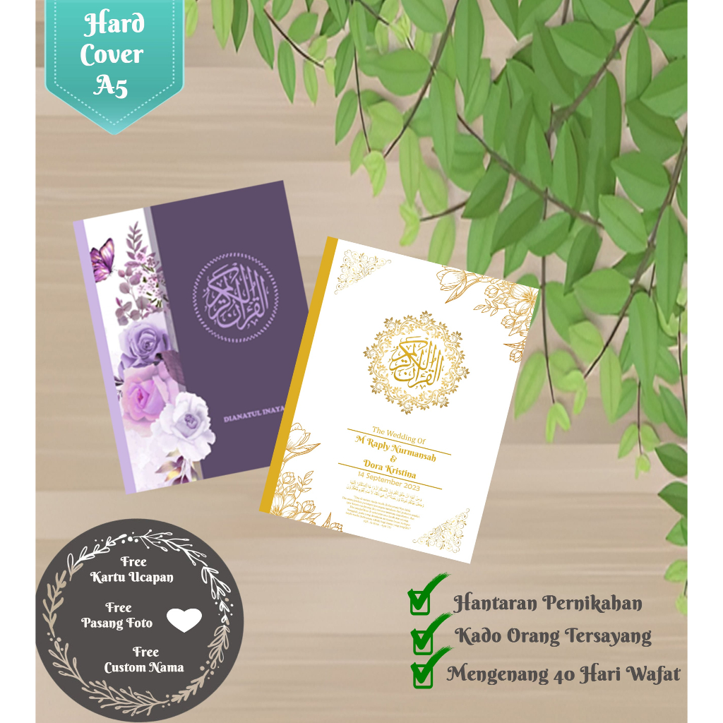 AL QURAN CUSTOM NAMA HARD COVER A5 -CUSTOM QURAN NAMA-CUSTOM