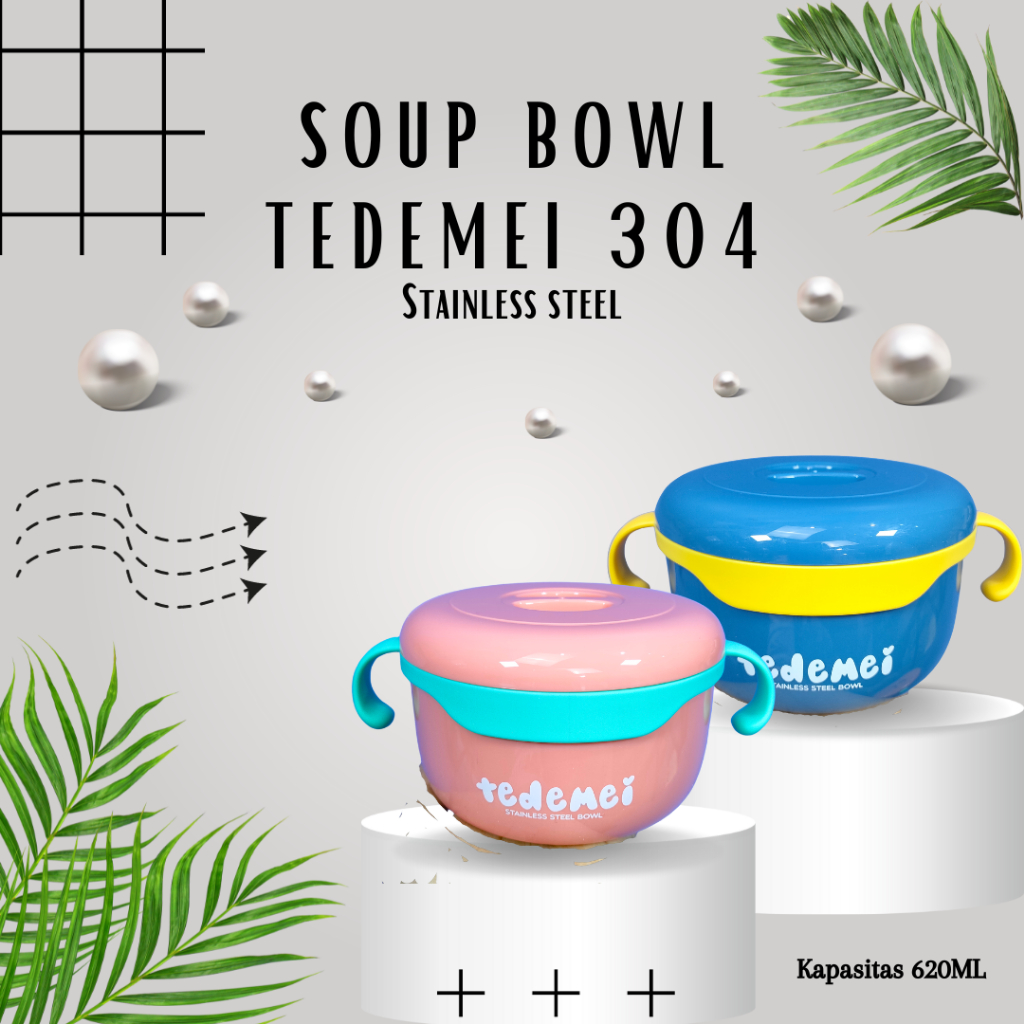 Soup Bowl TEDEMEI 304 Steinless Steel Lunch Box Tempat Menyimpan Makanan