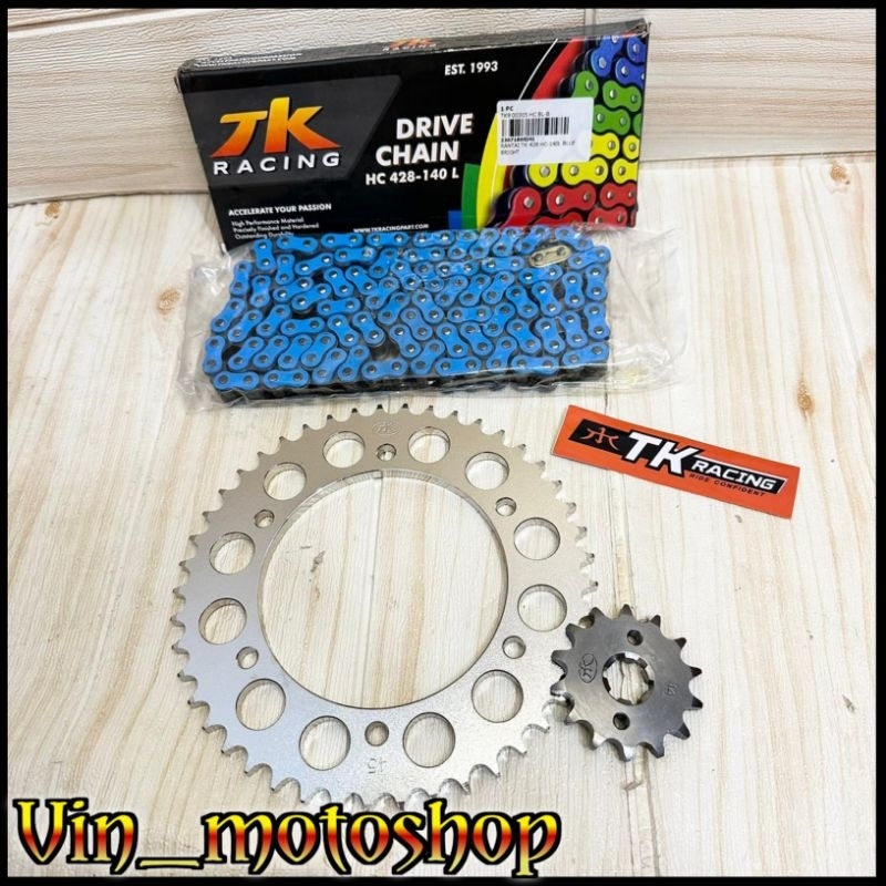 gir gear set 428 R15 v3 Vixion R VVA XSR155 TK racing / sss rantai TK racing 428HC Biru gir set r15 