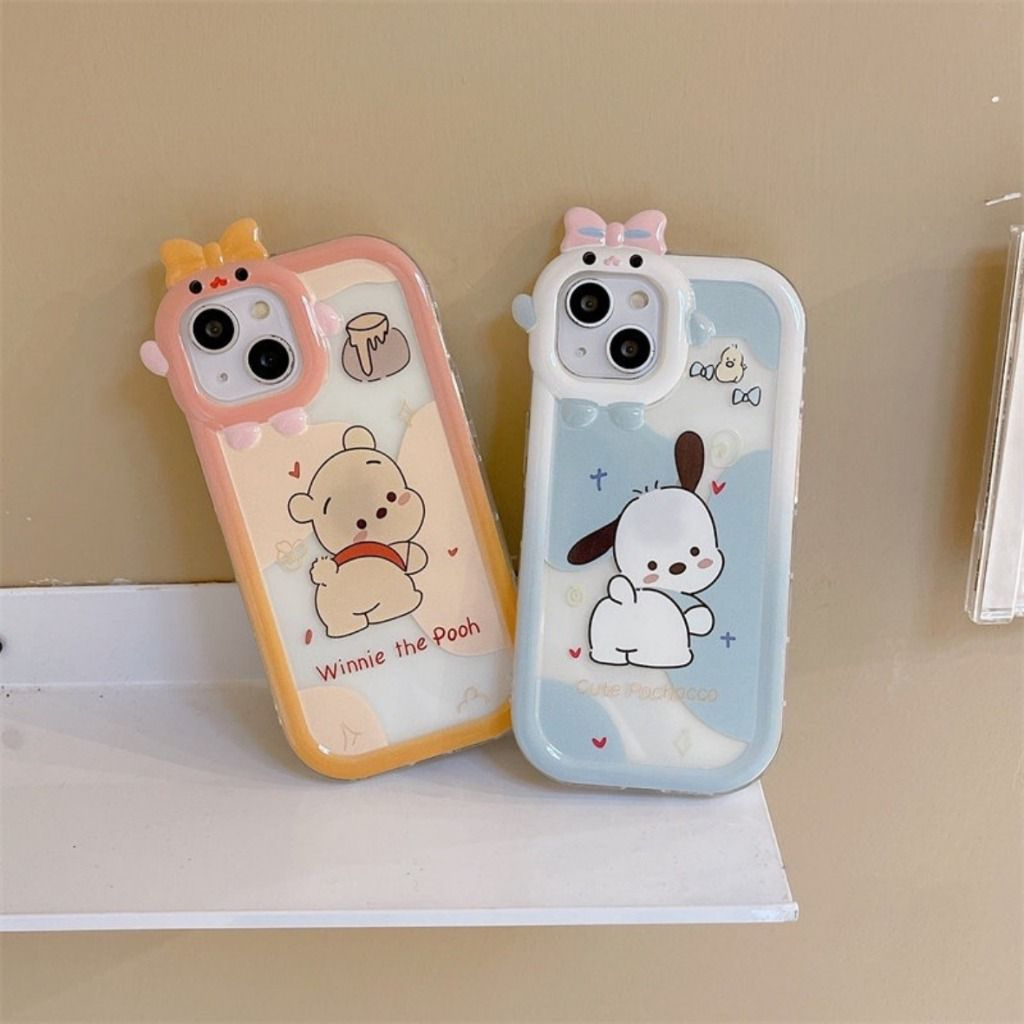 SS11 SS12 Softcase Motif Cute Winnie Pooh Case For Iphone 14 14 Plus 14 Pro 14 Pro Max - White_Cell