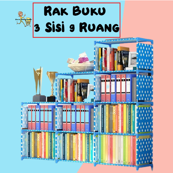 Master Belanja Rak Buku 3 Sisi 9 Ruang - Susun Serbaguna Lemari Sepatu Buku Portable Rak Serbaguna -