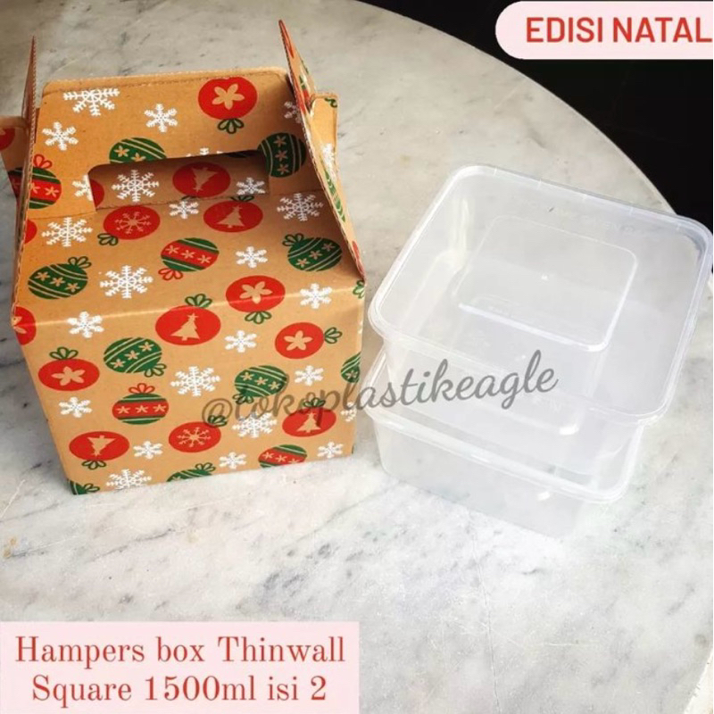 

[CHRISTMAS EDITION] Hampers Box Thinwall Square 1500ml Susun 2