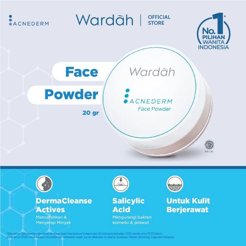 Wardah acnederm face powder bedak wardah tabur