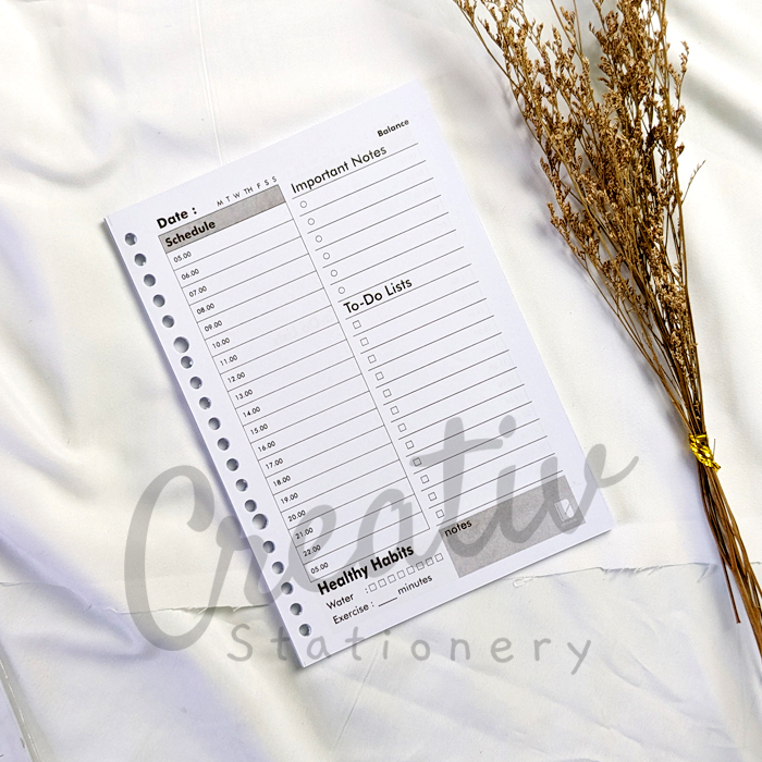 

HJK [TULIS.ID] Basic Daily Planner A5 Loose Leaf Binder 100 Gsm