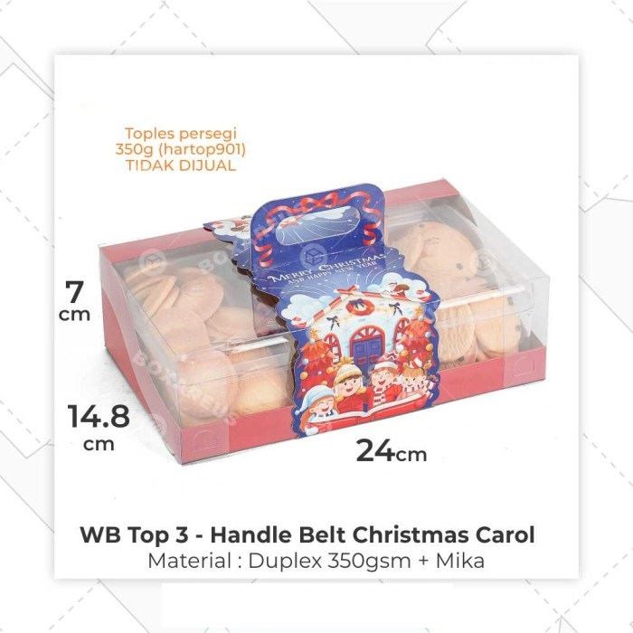 

WB TOP3 Red & Belt Christmas Carol / dus / box / kotak Toples Natal / Christmas / dus Xmas/ dus natal / WB TOP 3