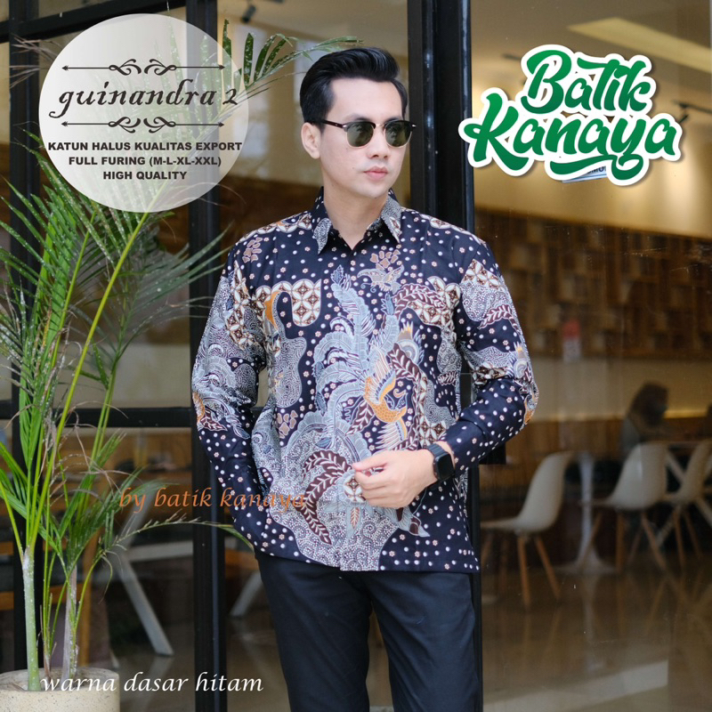 Guinandra2 Kemeja batik pria Berlapis Furing Bahan Katun ekspor