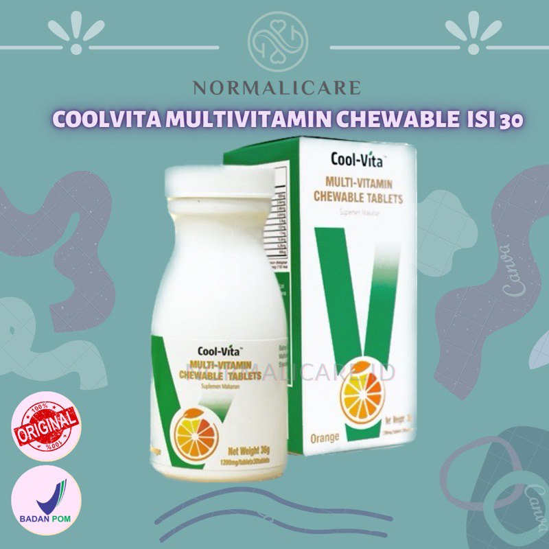[ READY STOCK ] CoolVita MultiVitamin Chewable (Kunyah) Suplemen Makanan Rasa Orange isi 30 Tablets 