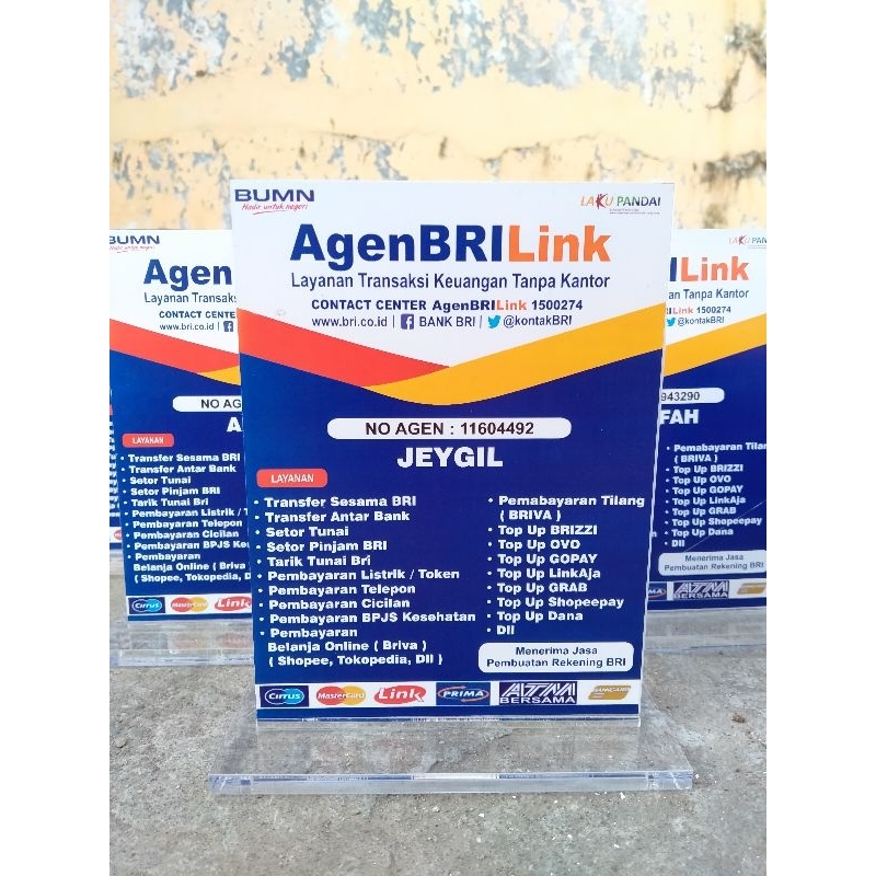 

AKRILIK AGEN BRILINK PAPAN MEJA AGEN BRI 15X20