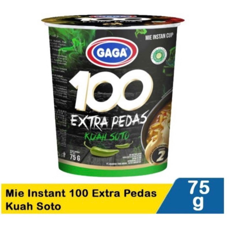 

Mie gaga 100 Extra pedas kuah soto cup