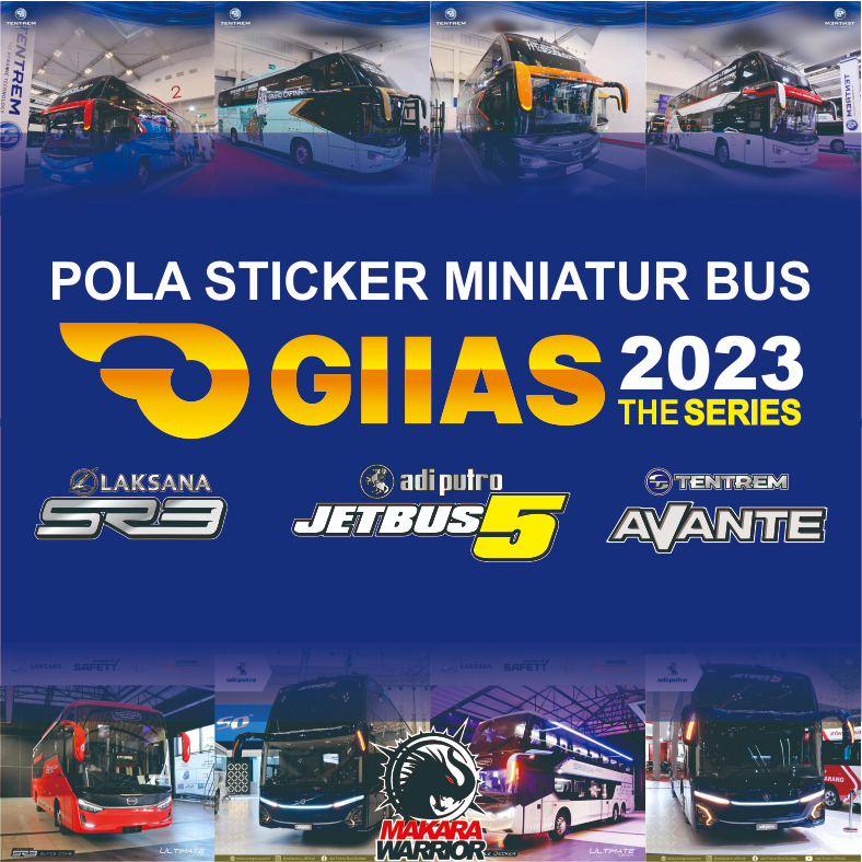 Pola sticker miniatur bus Ukuran 36 cm (size M), paperbus, jetbus, legacy, avante, karoseri tentrem,