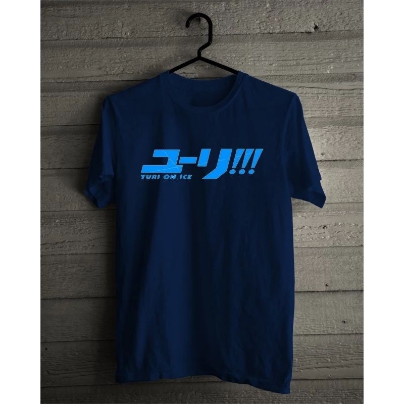 baju tshirt kaos anime manga yuri on ice putih hitam navy logo
